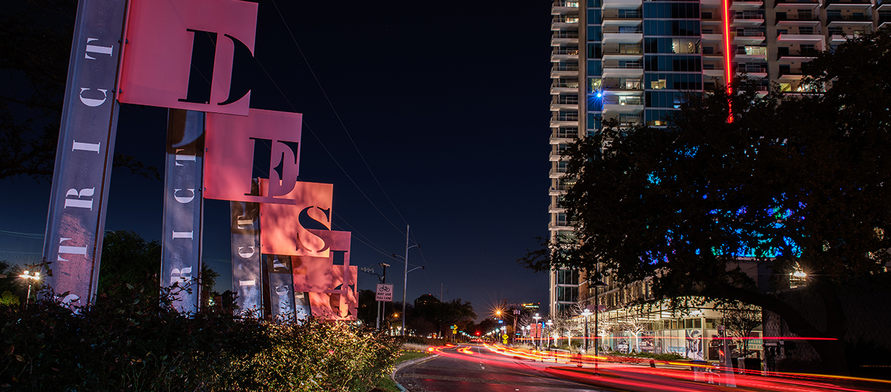 Dallas Design District at night